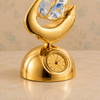 Golden Swan Crystal Figurine with Integrated Table Clock