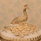 Premium Gold-Tone Peacock Decorative Serving Bowl with Lid & Spoon