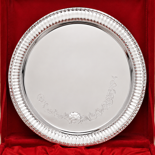 Royal Silver Finish Pooja Thali Set with Bell & Accessories