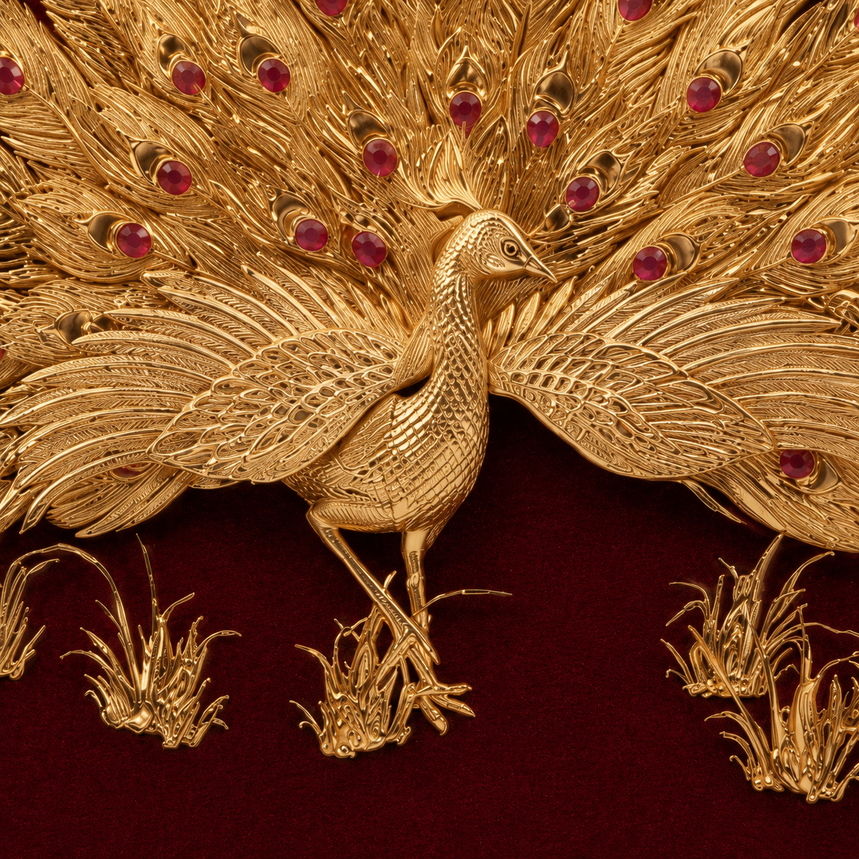Golden Peacock Decorative Wall Frame