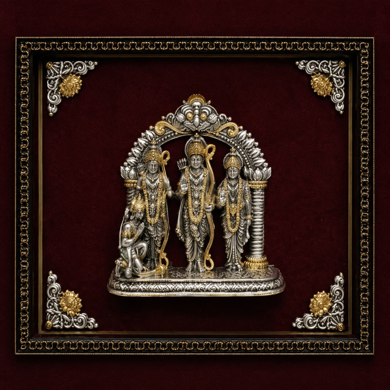 Silver Ram Darbar Premium Framed Wall Décor