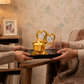 24K Gold Plated Double Heart Crystal Candle Holder