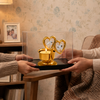 24K Gold Plated Double Heart Crystal Candle Holder