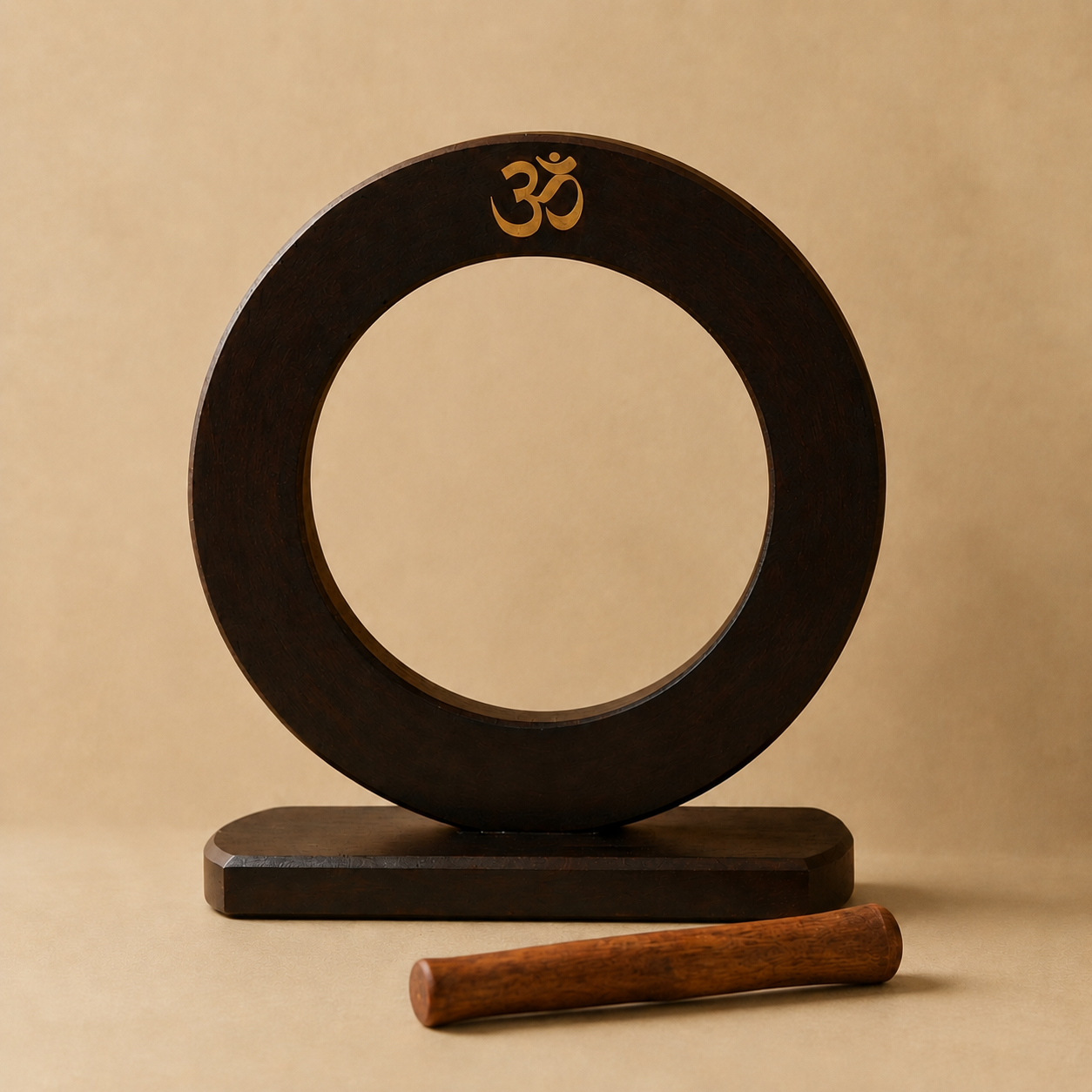 Om Sacred Temple Bell with Wooden Stand