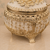 Premium Gold-Tone Peacock Decorative Serving Bowl with Lid & Spoon