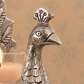 Antique Silver-Tone Peacock Tealight Candle Holder with Glass Cup
