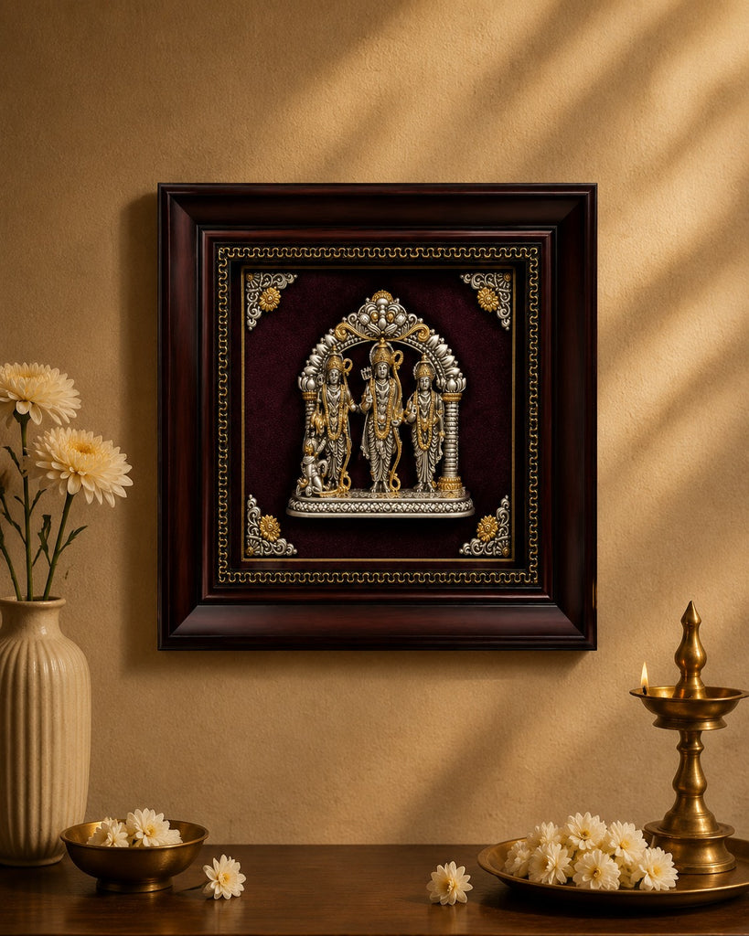 Silver Ram Darbar Premium Framed Wall Décor