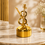 Premium Gold Finish Crystal Violin Showpiece – Luxury Musical Décor with Display Case
