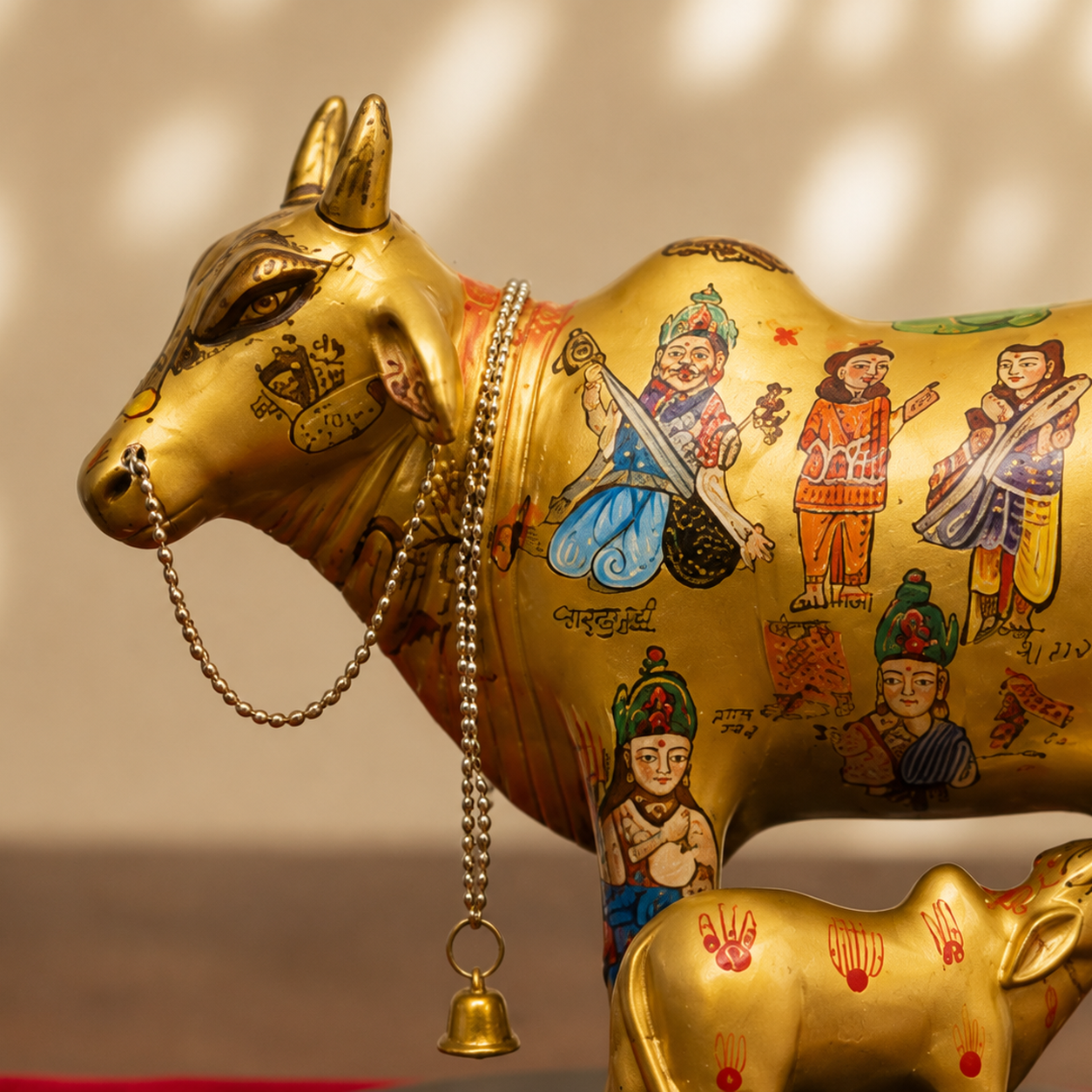 Pichwai Kamdhenu Cow & Calf Decorative Showpiece