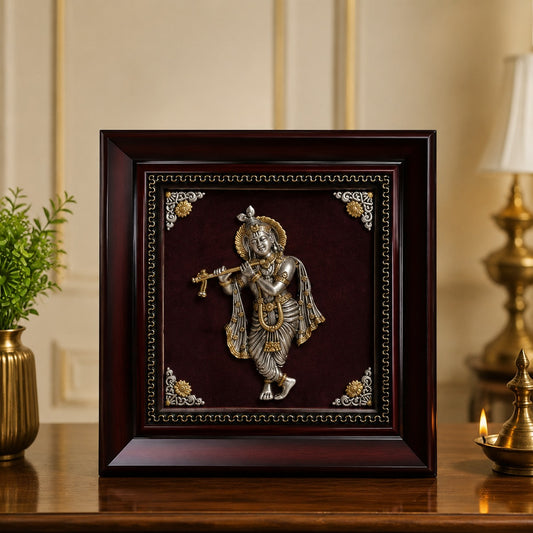 925 Silver Lord Krishna Premium Framed Wall Décor