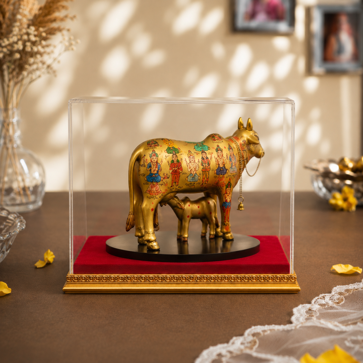 Pichwai Kamdhenu Cow & Calf Decorative Showpiece