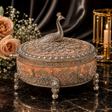 German Silver Peacock Enamel Decorative Storage Box