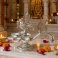 Silver Peacock Panchmukhi Diya with Decorative Handle