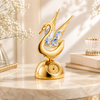 Golden Swan Crystal Figurine with Integrated Table Clock