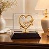 Premium Gold Finish Happy Birthday Heart Showpiece with Crystal Accent & Display Case