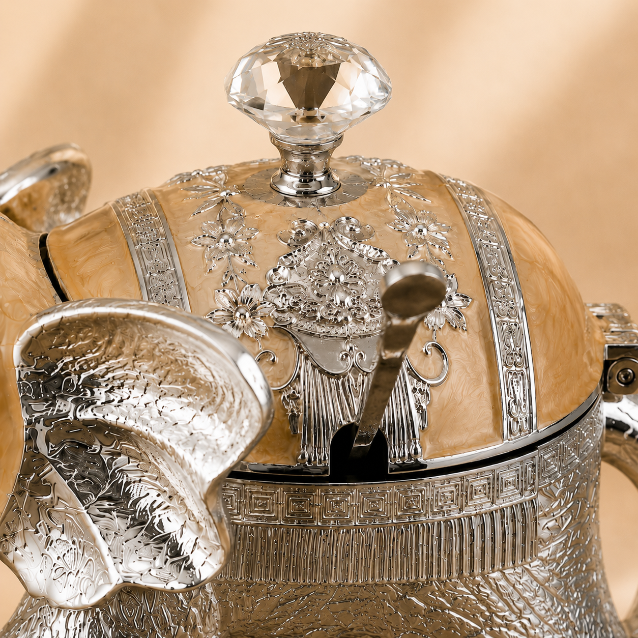 German Silver Elephant Enamel