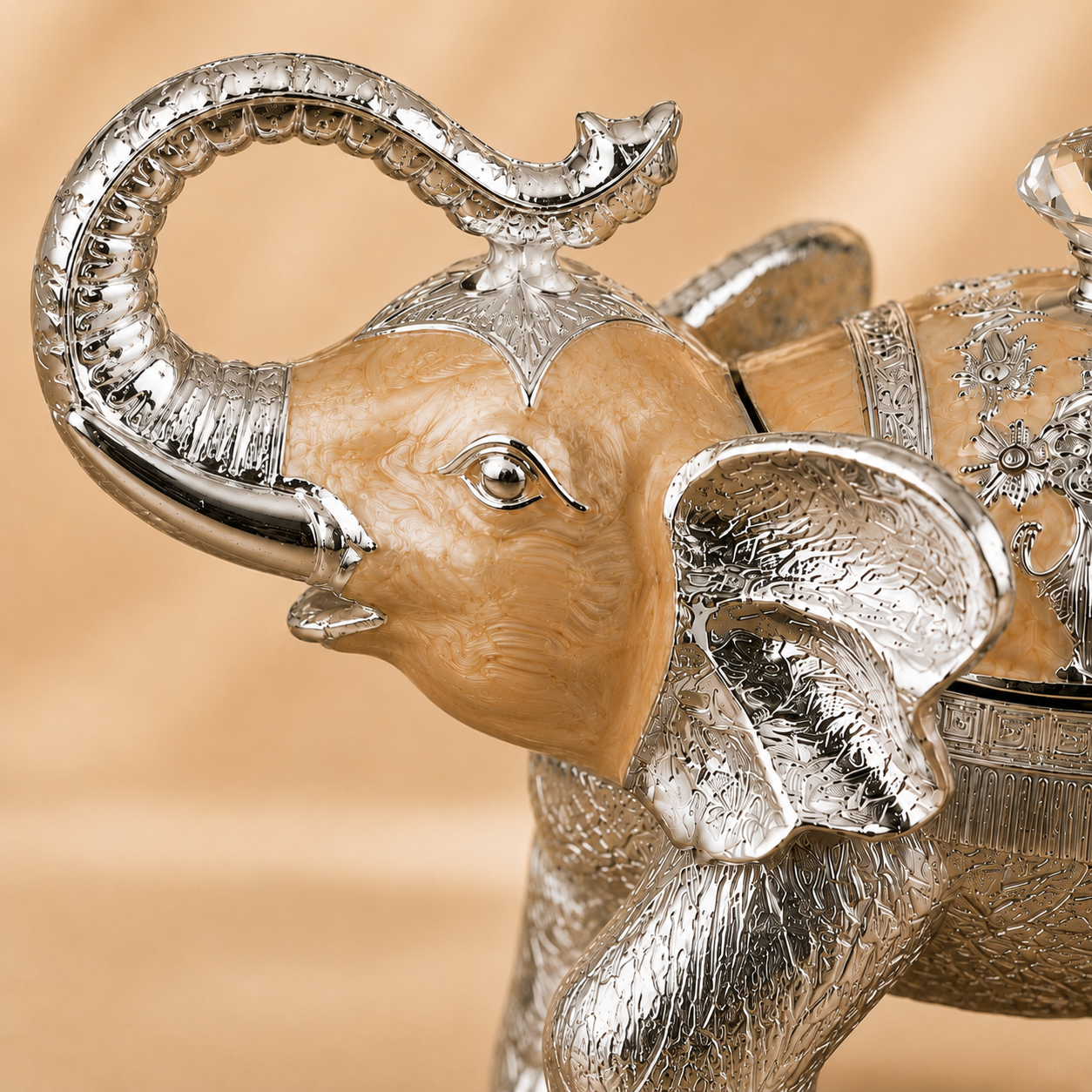 German Silver Elephant Enamel