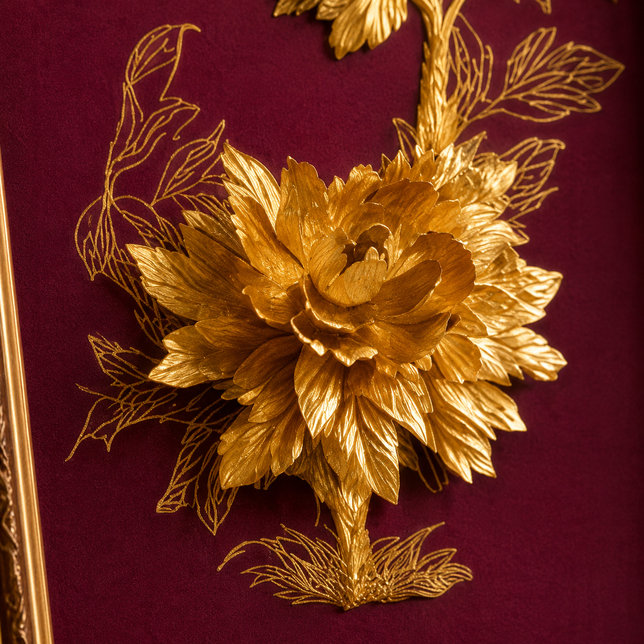 Golden Floral Decorative Wall Frame