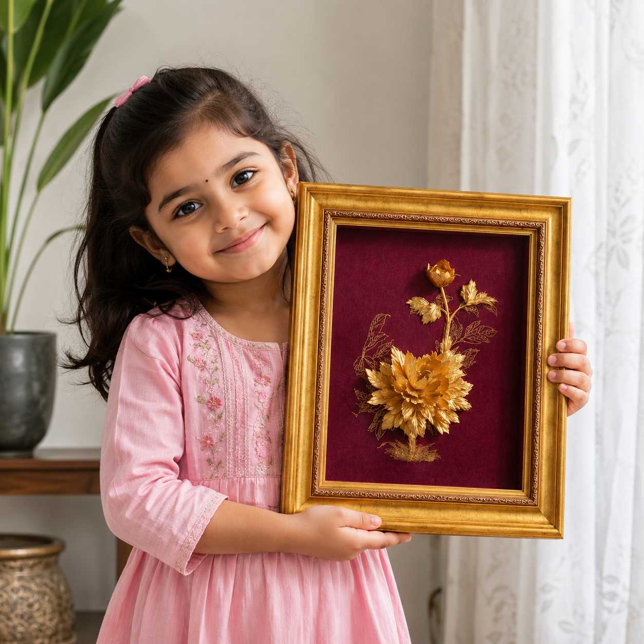 Golden Floral Decorative Wall Frame