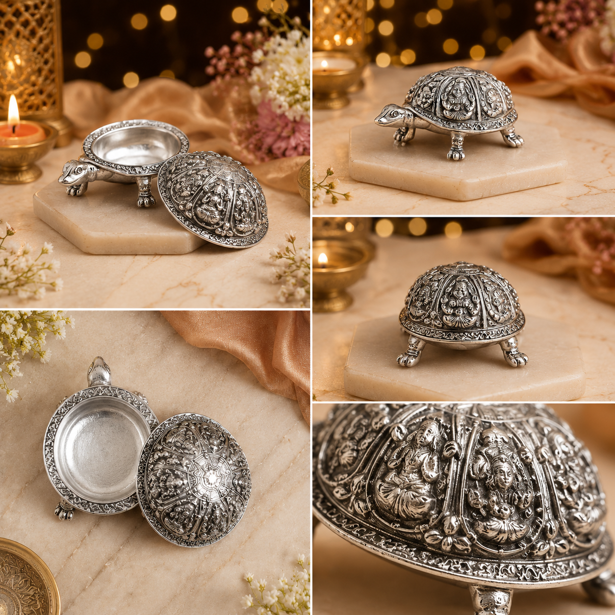 Silver Plated Vastu Tortoise with Ashta Lakshmi Engraving