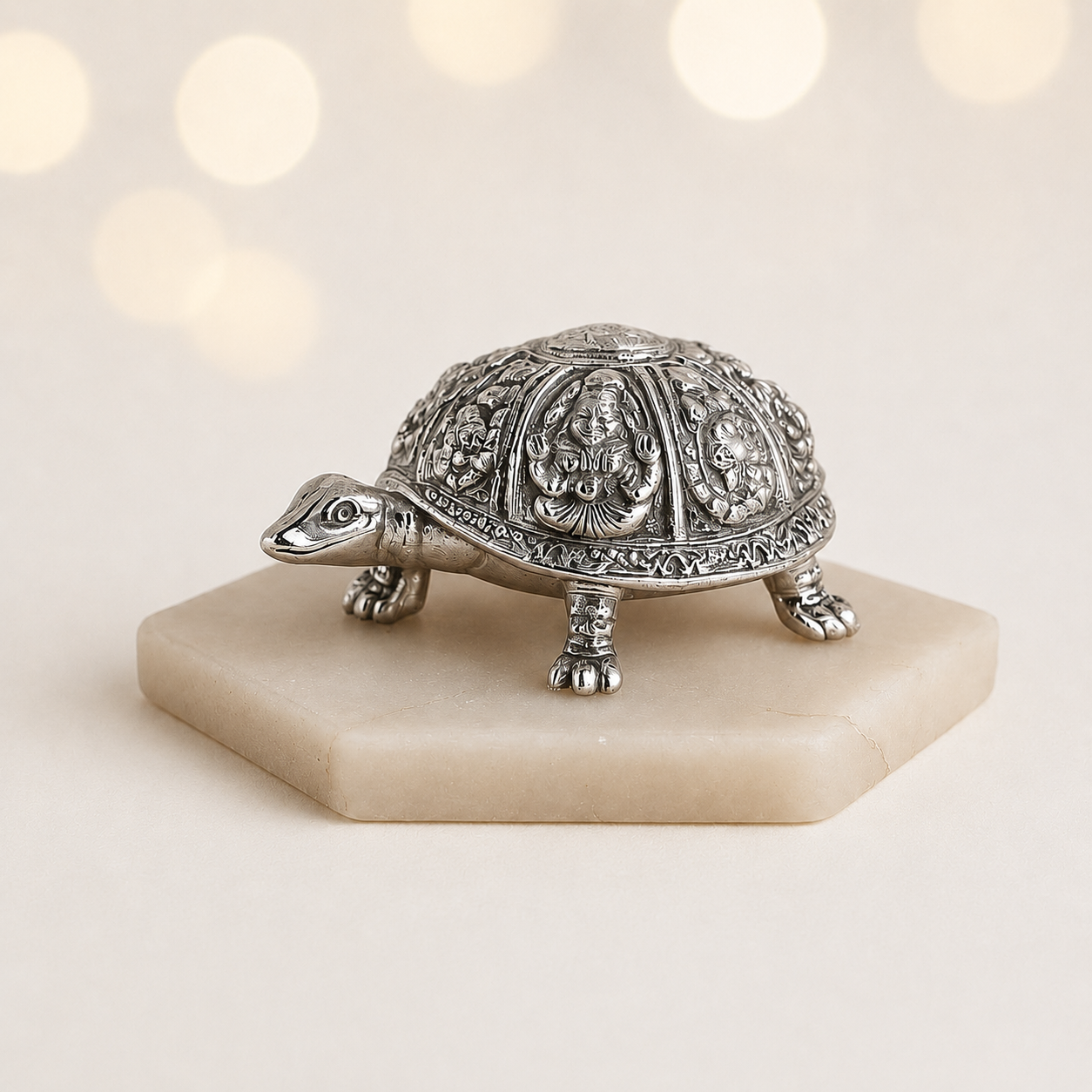 Silver Plated Vastu Tortoise with Ashta Lakshmi Engraving