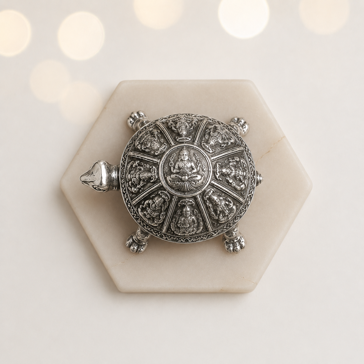 Silver Plated Vastu Tortoise with Ashta Lakshmi Engraving