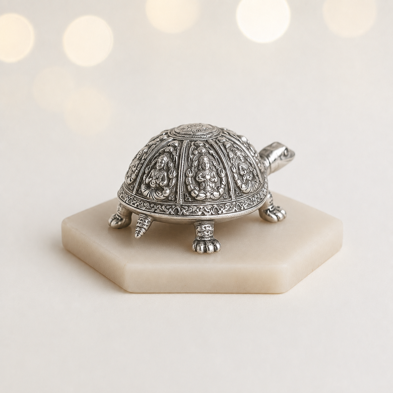 Silver Plated Vastu Tortoise with Ashta Lakshmi Engraving