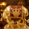 Kamdhenu Cow & Calf Gold Plated Idol with Red Enamel Finish