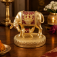 Kamdhenu Cow & Calf Gold Plated Idol with Red Enamel Finish
