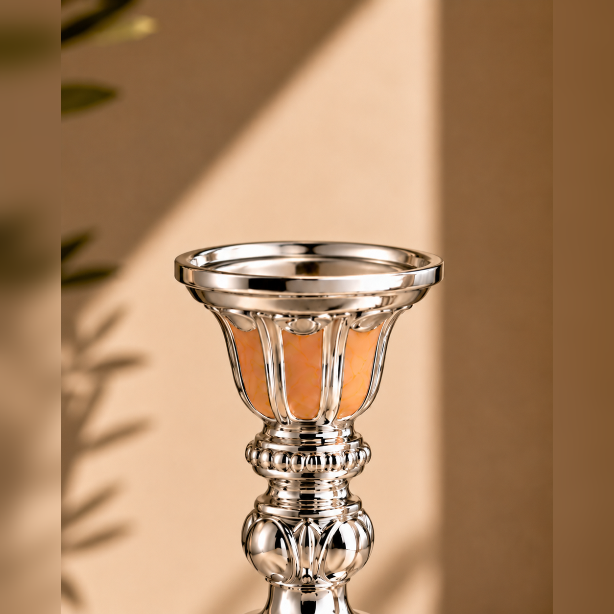 German Silver Enamel Candle Holder Set