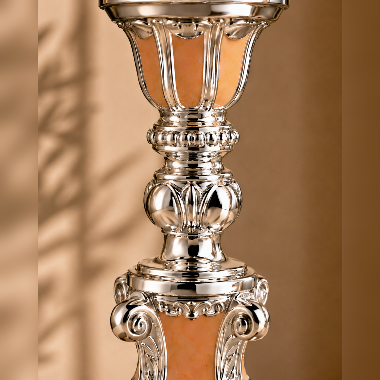 German Silver Enamel Candle Holder Set