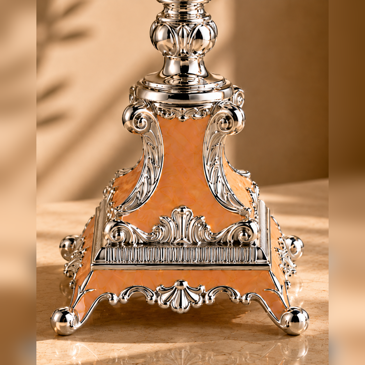 German Silver Enamel Candle Holder Set