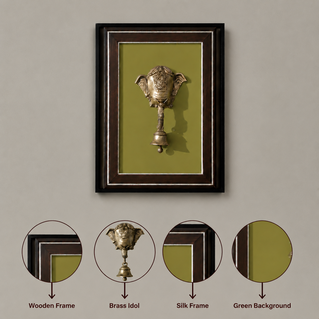 Lord Ganesha Brass Wall Bell Frame