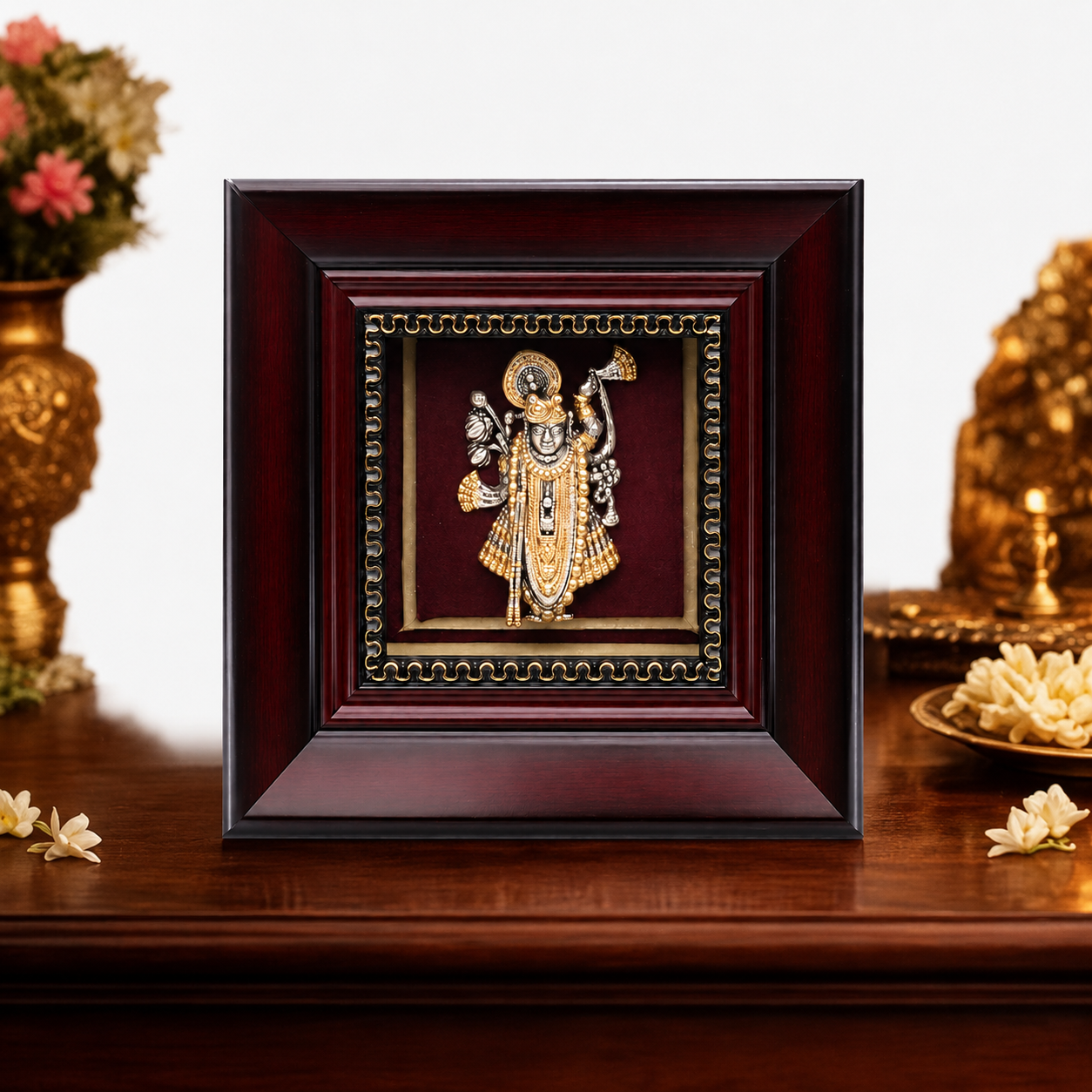 925 Silver Lord Vishnu Premium Framed Wall Décor