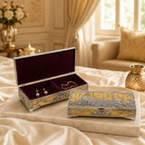 German Silver Peacock Enamel Multipurpose Storage Box