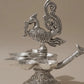 Silver Peacock Panchmukhi Diya with Decorative Handle