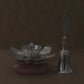 Premium Silver Finish Lotus Diya & Decorative Bell Set with Pink Stone-Style Base & Display Box