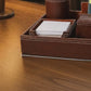 Premium Leather Desk Organizer – Multi-Compartment Office Stationery & Mobile Holder
